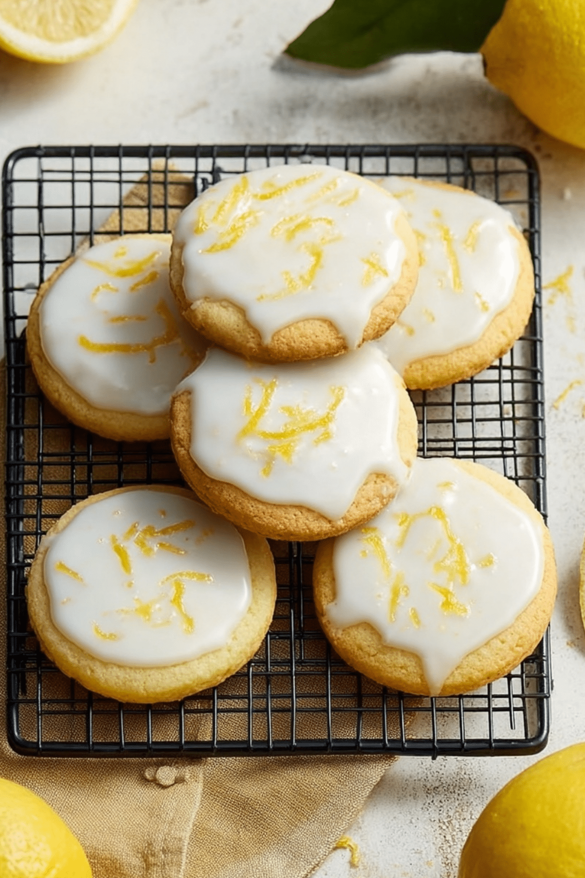 Glazed Lemon Cookies with a bright lemon glaze and zest