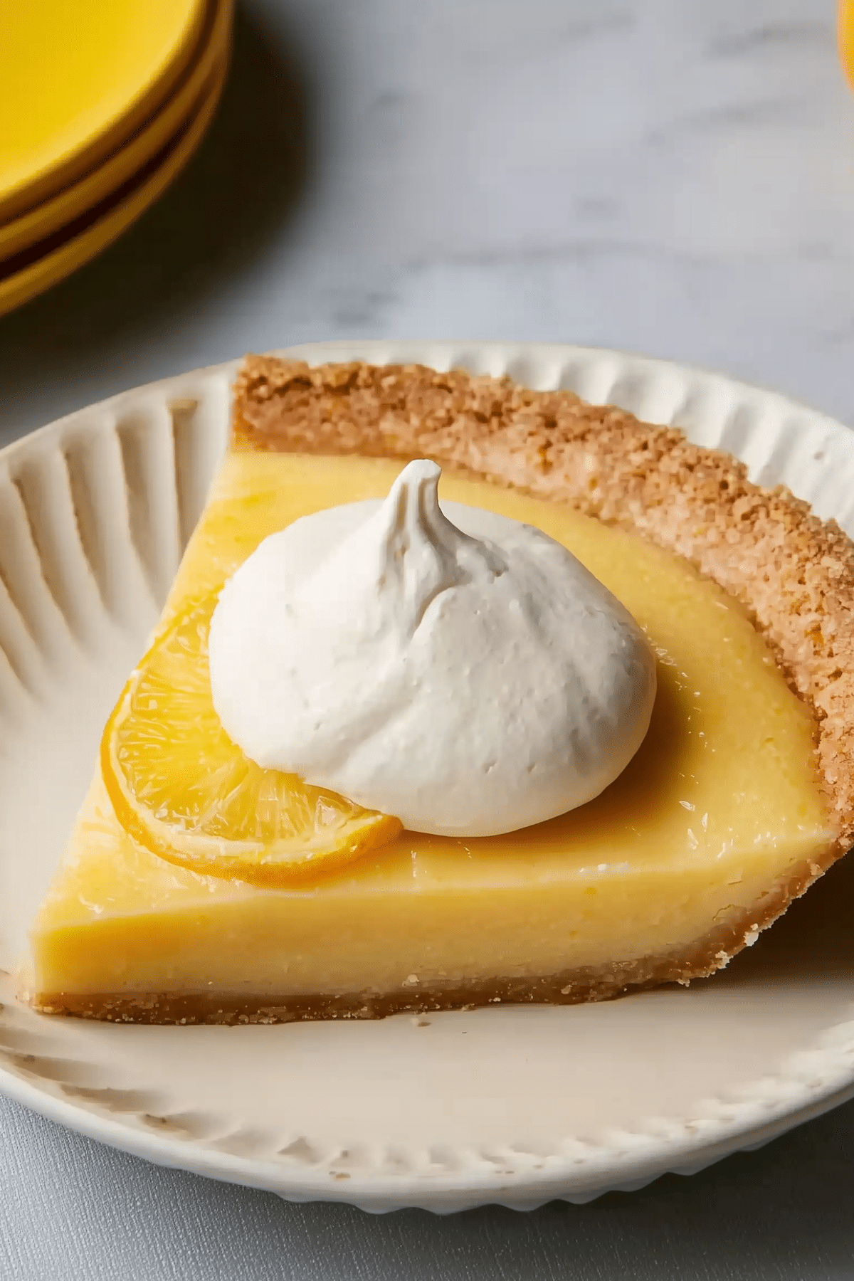 Meyer Lemon Pie with golden crust and creamy citrus filling