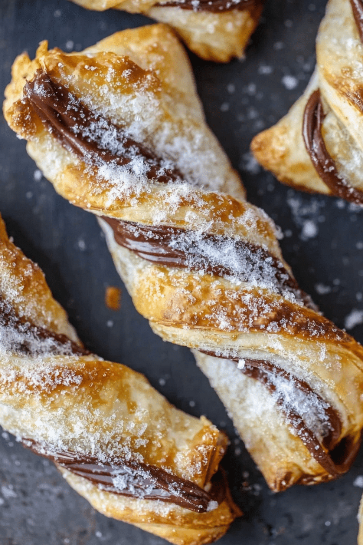 Puff Pastry Nutella Twists on a baking sheet