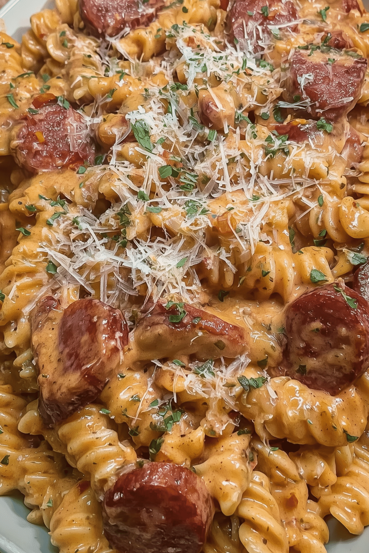 Smoked Sausage Pasta recipe with creamy sauce