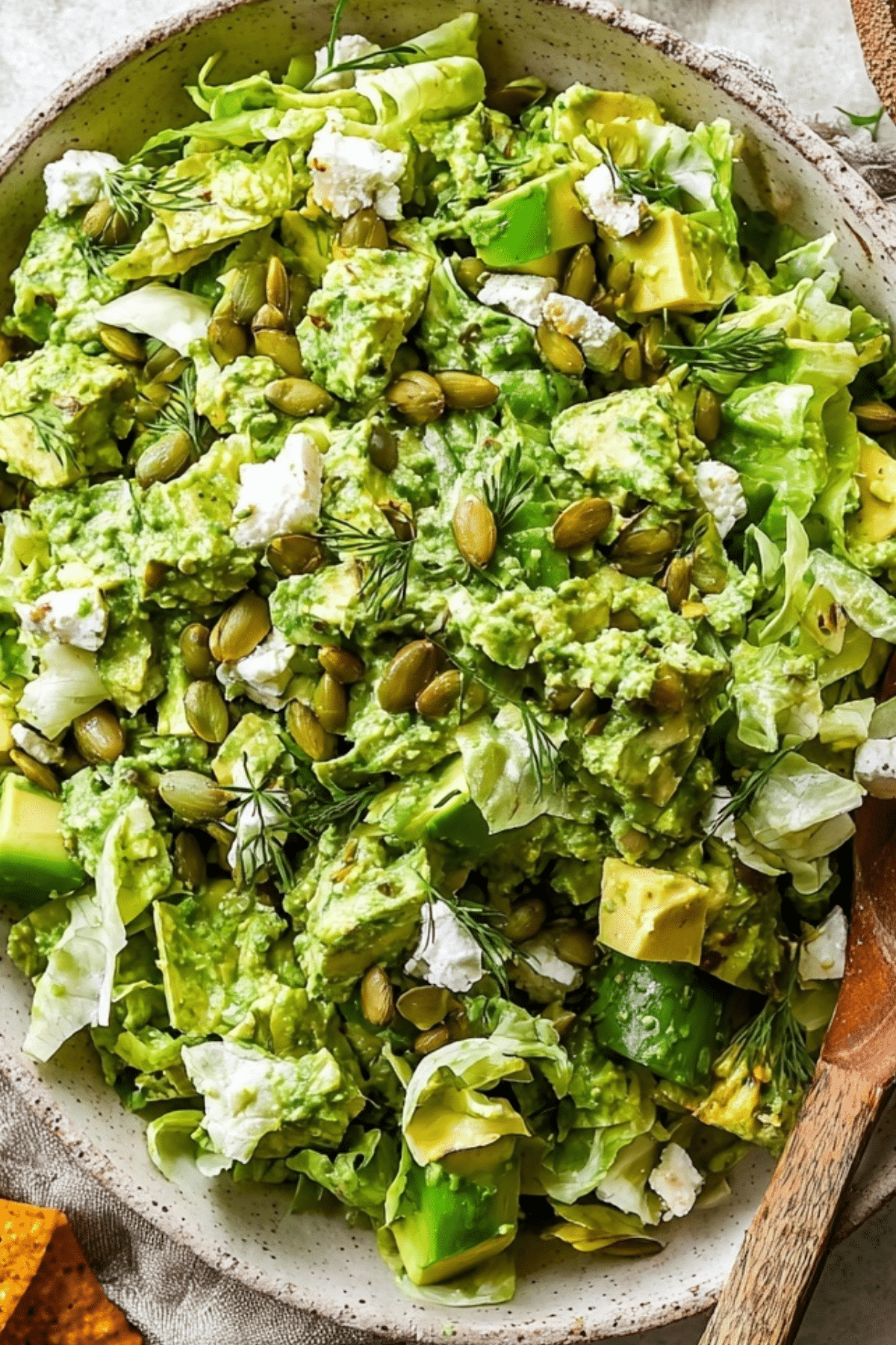 Green Goddess Salad with fresh vegetables and creamy dressing