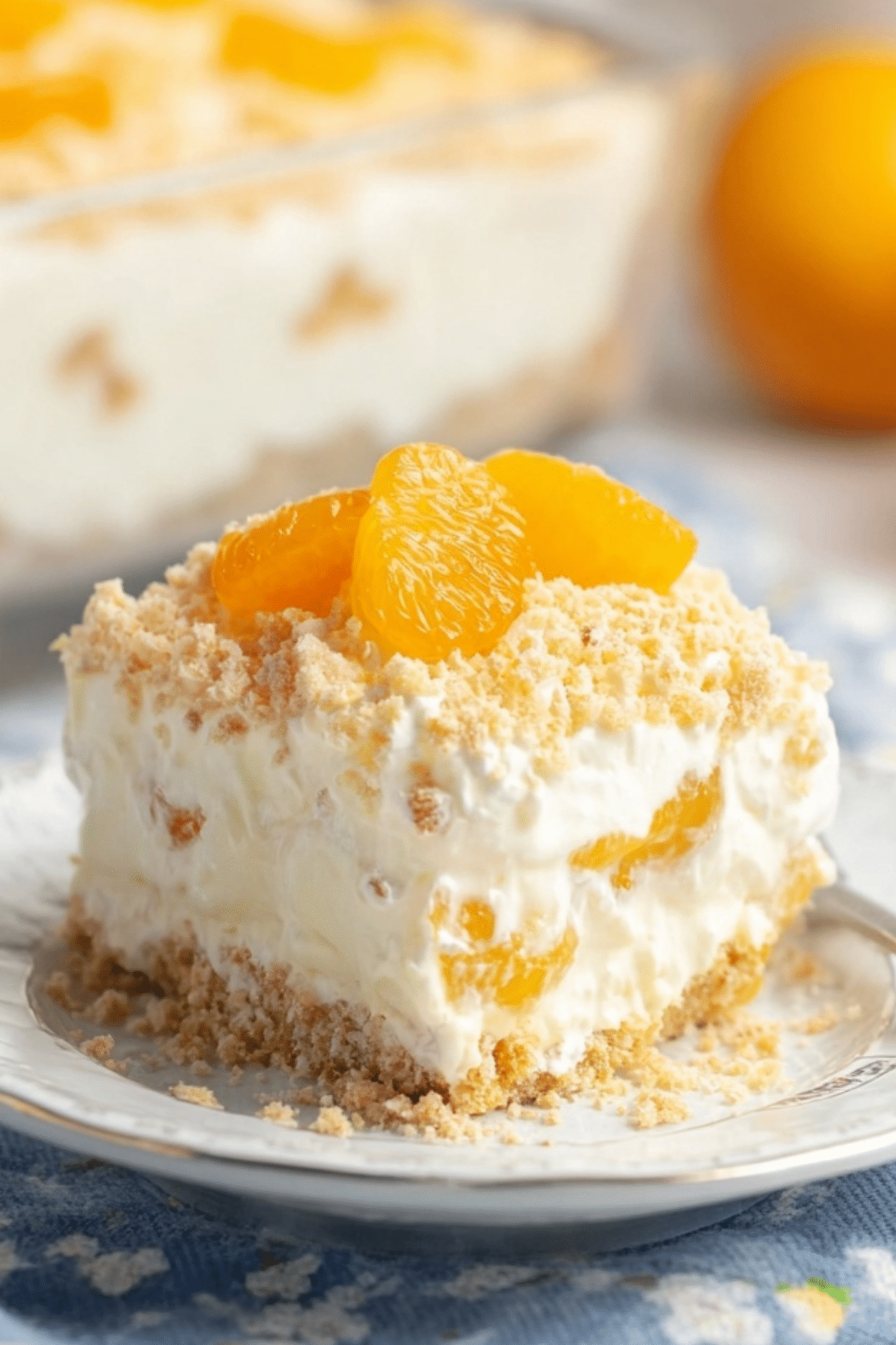 Mandarin Orange Fluff Salad with creamy citrus filling and mandarin oranges