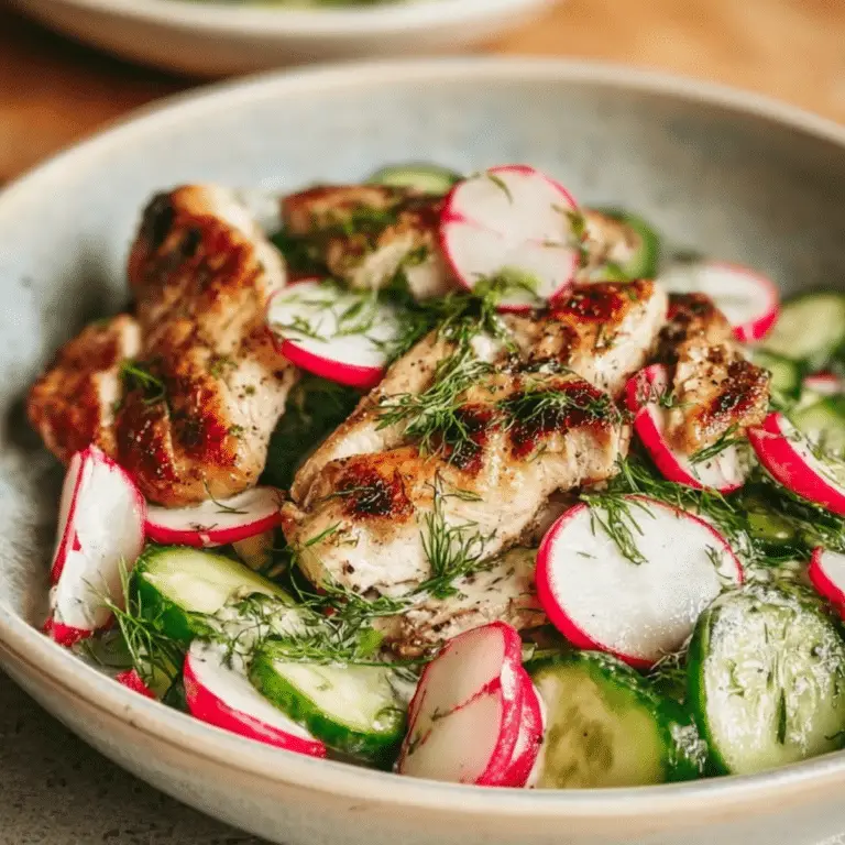 adish Cucumber Salad with Black Pepper Chicken