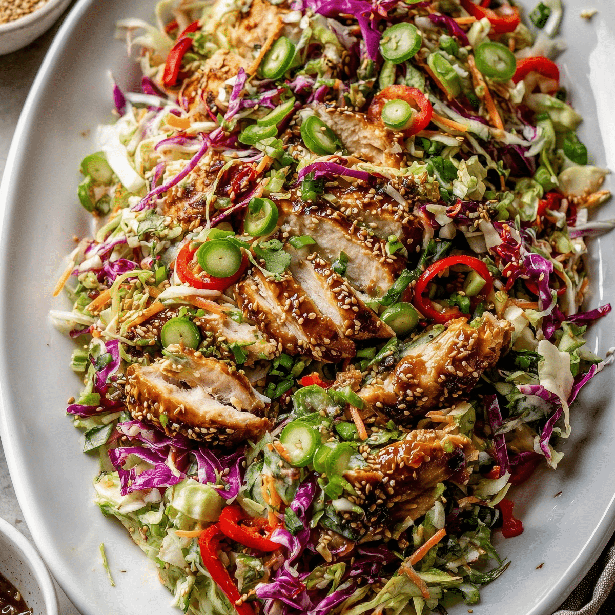 Sesame Chicken Cabbage Crunch Salad – Best Fresh Recipe - Mucha Munch