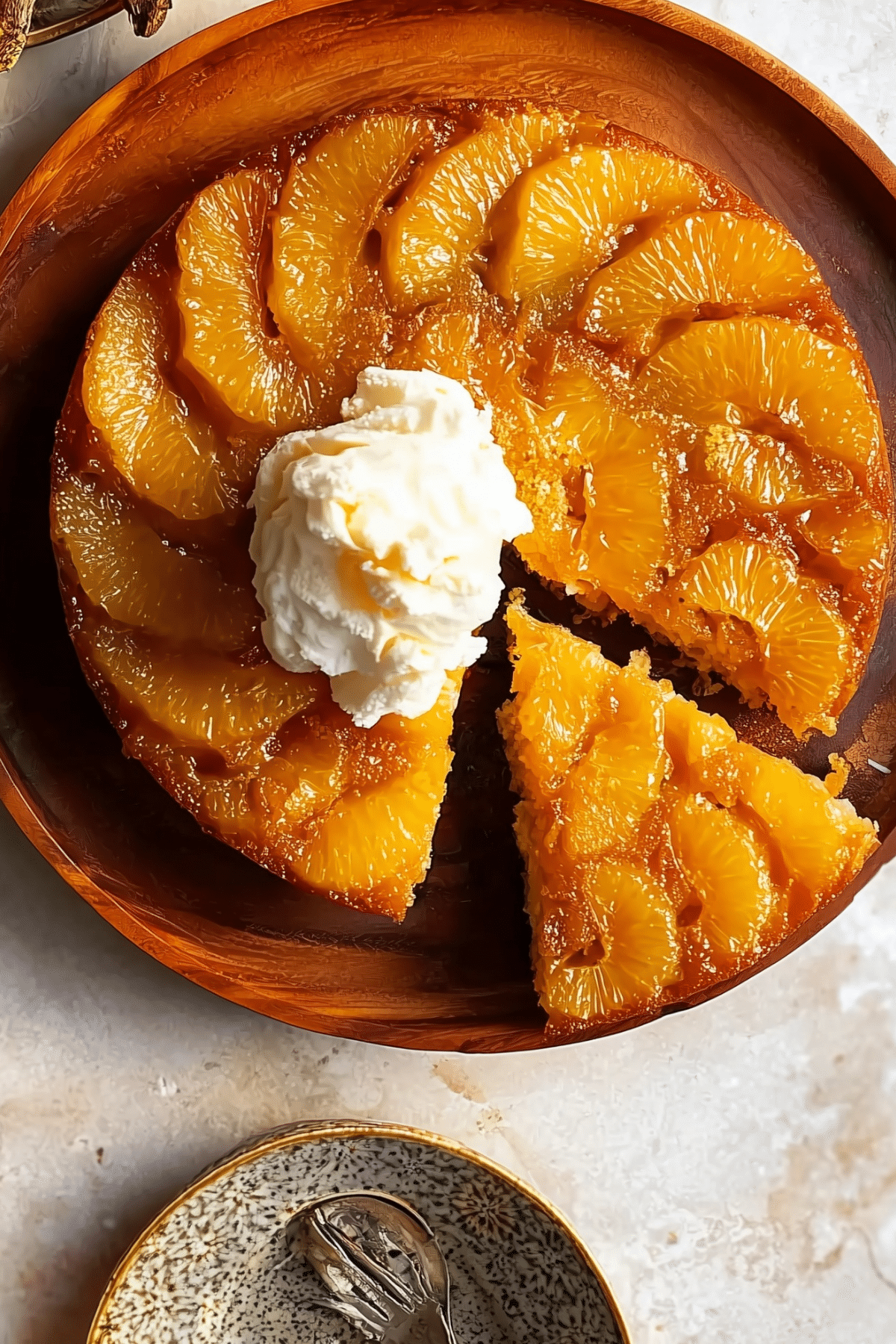 Spiced Mandarin Upside Down Cake with caramelized mandarins