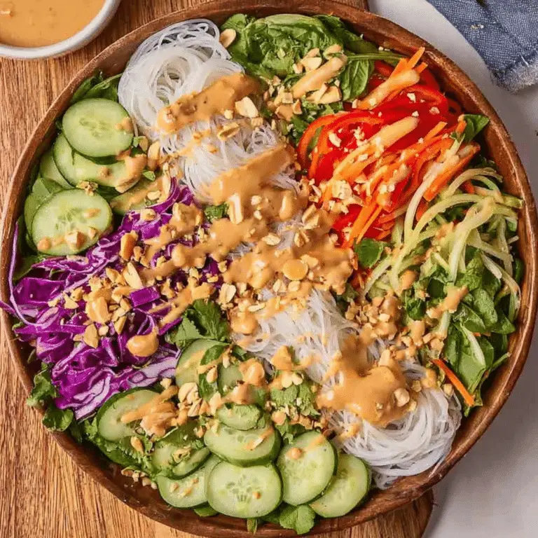 Spring Roll Salad with Peanut Sauce – Easy & Delicious