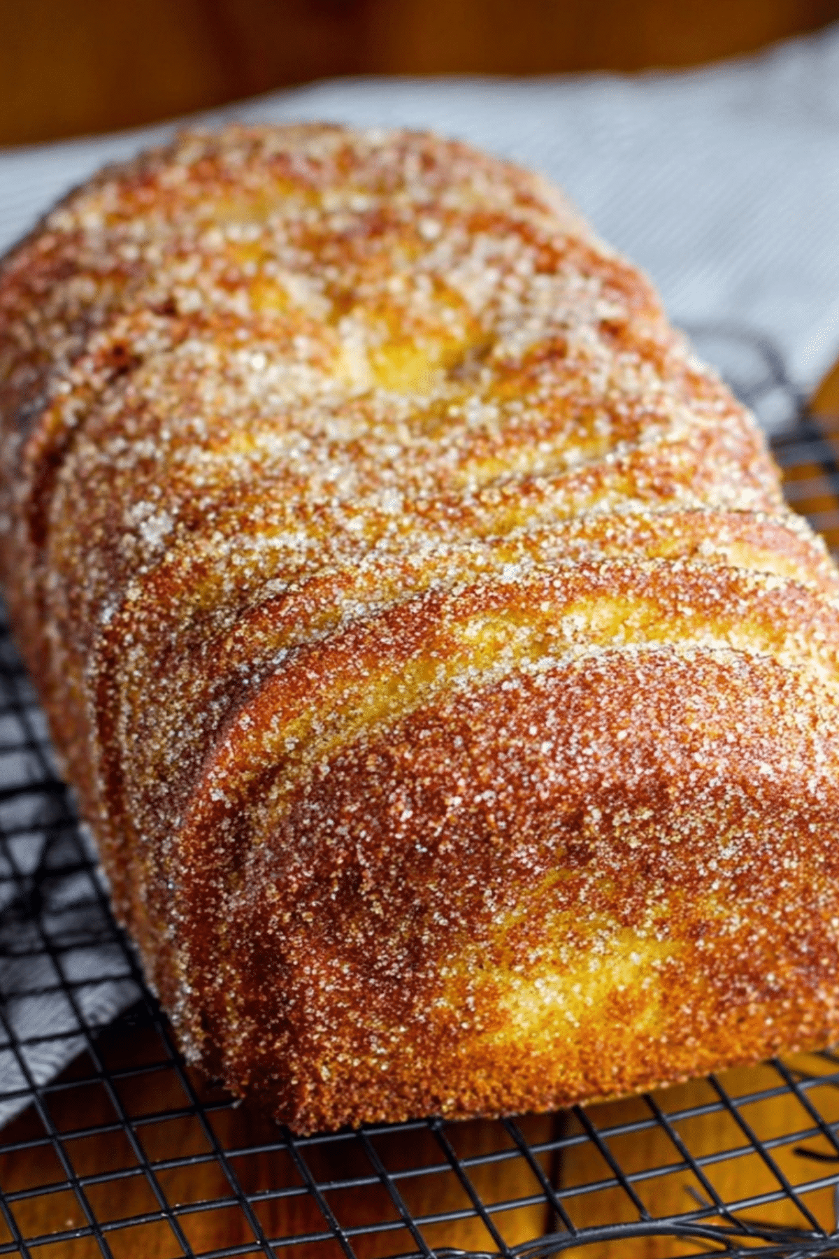Fresh homemade Cinnamon Sugar Donut Sweet Bread coated in buttery cinnamon sugar