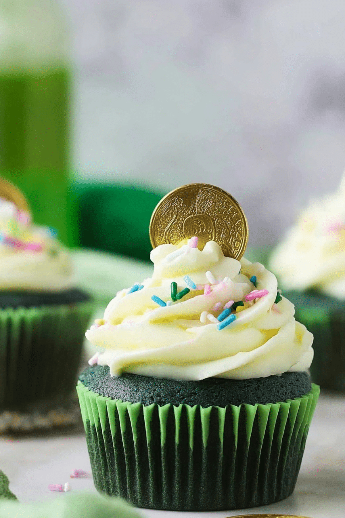 Green Velvet Cupcakes with cream cheese frosting