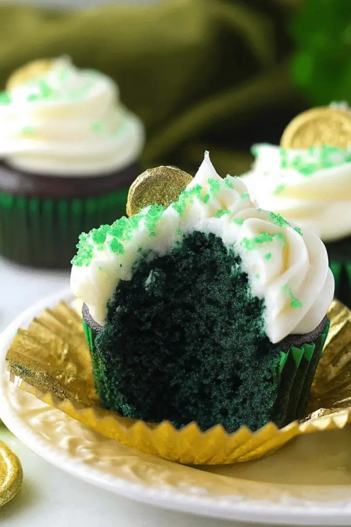 Green Velvet Cupcakes with cream cheese frosting