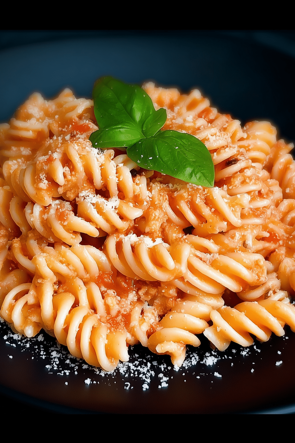 Creamy ground turkey pasta served in a bowl with herbs and cheese