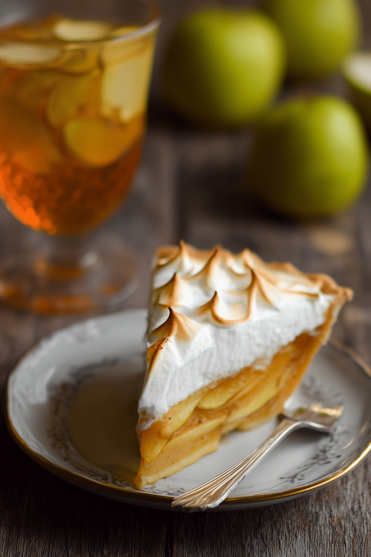 Irish Apple Amber recipe with tart apple filling and toasted meringue topping