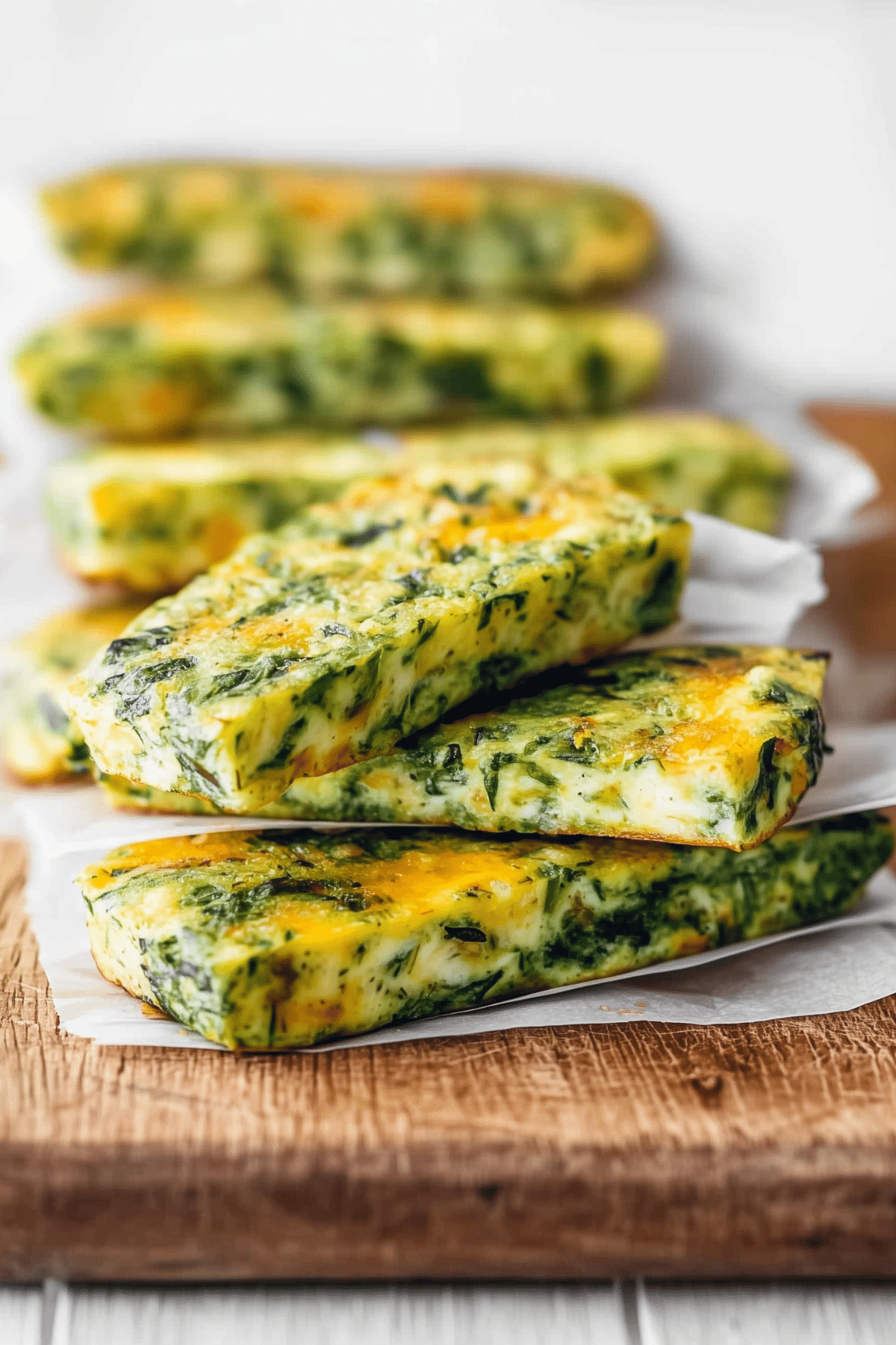 Baked Spinach Zucchini Frittata Fingers served fresh and sliced