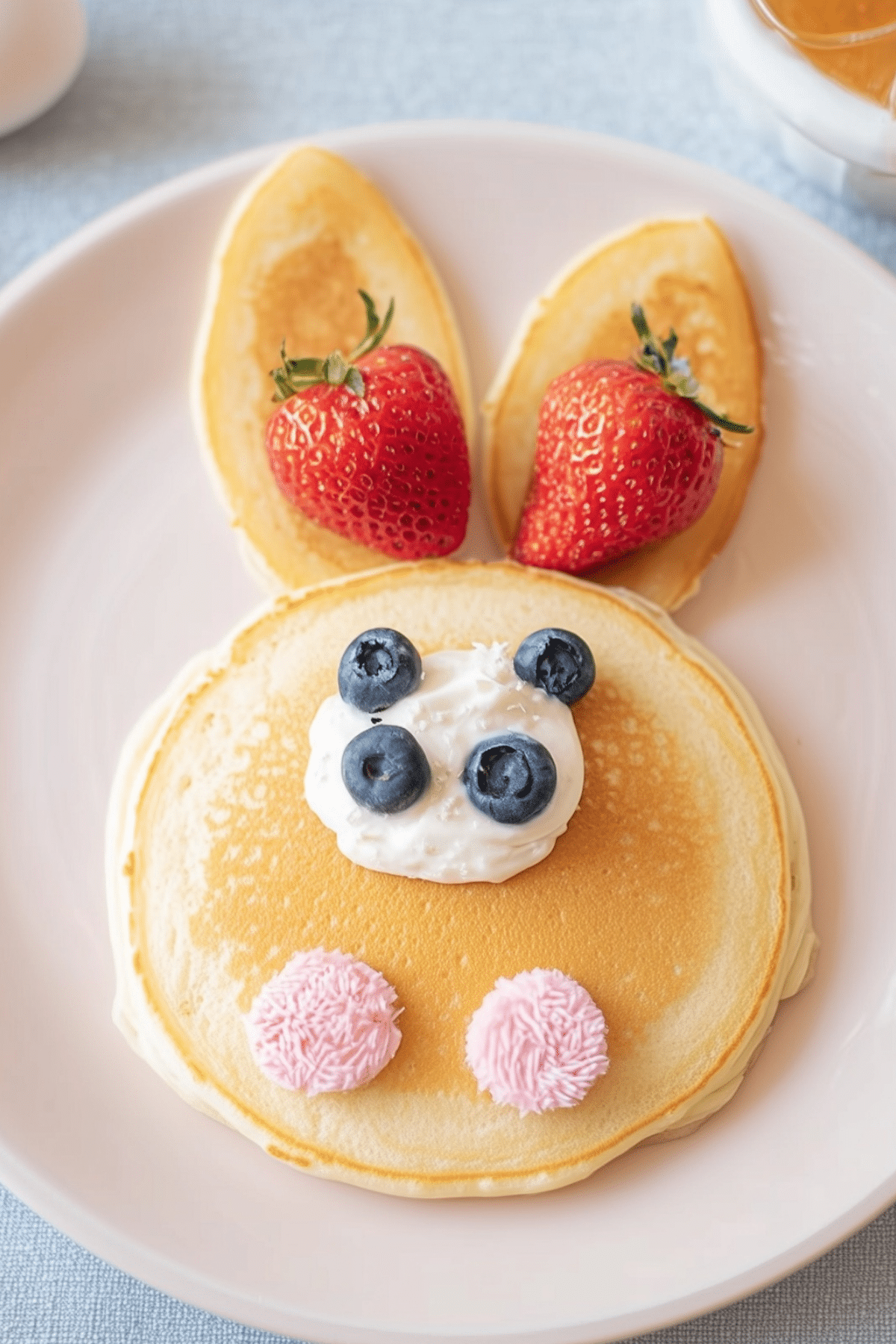 Bunny Butt Pancakes - Easter Breakfast Recipe with Whipped Cream and Fruit