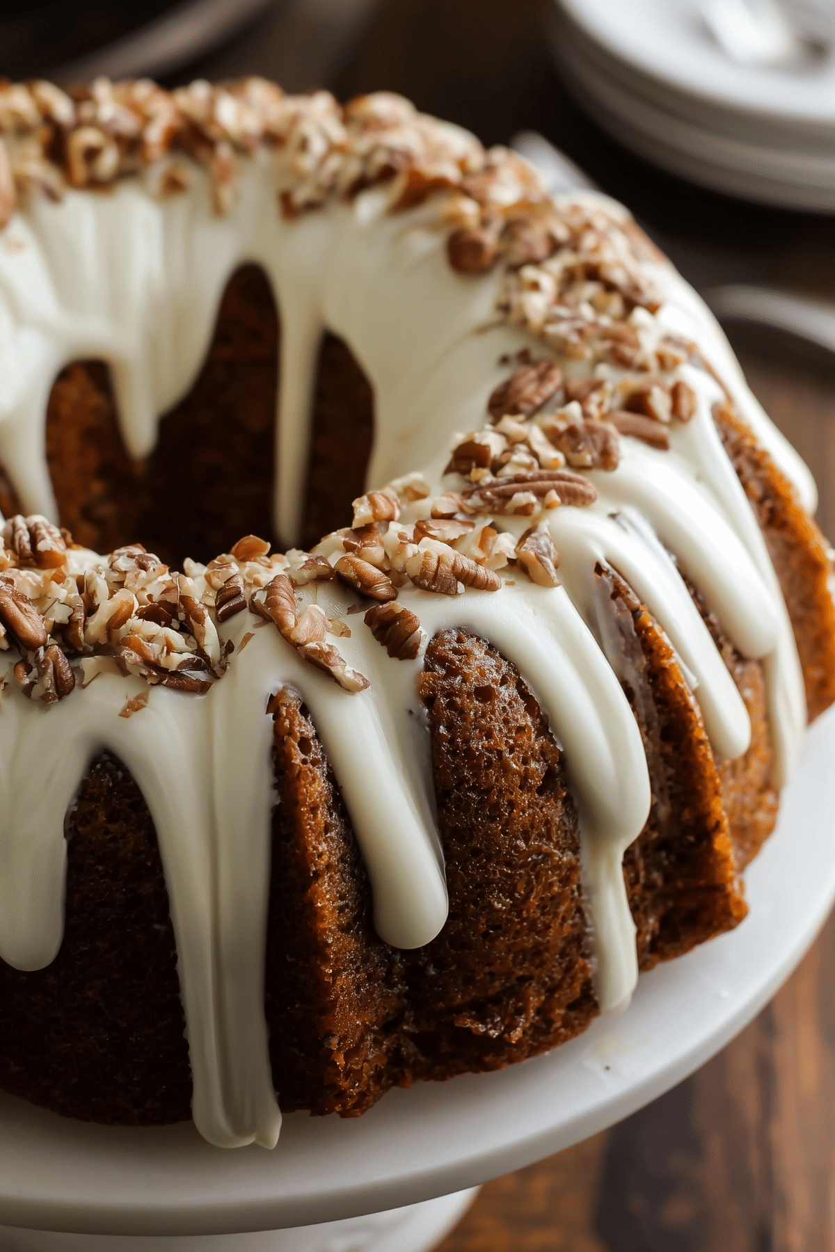 Moist homemade Carrot Bundt Cake with cream cheese frosting
