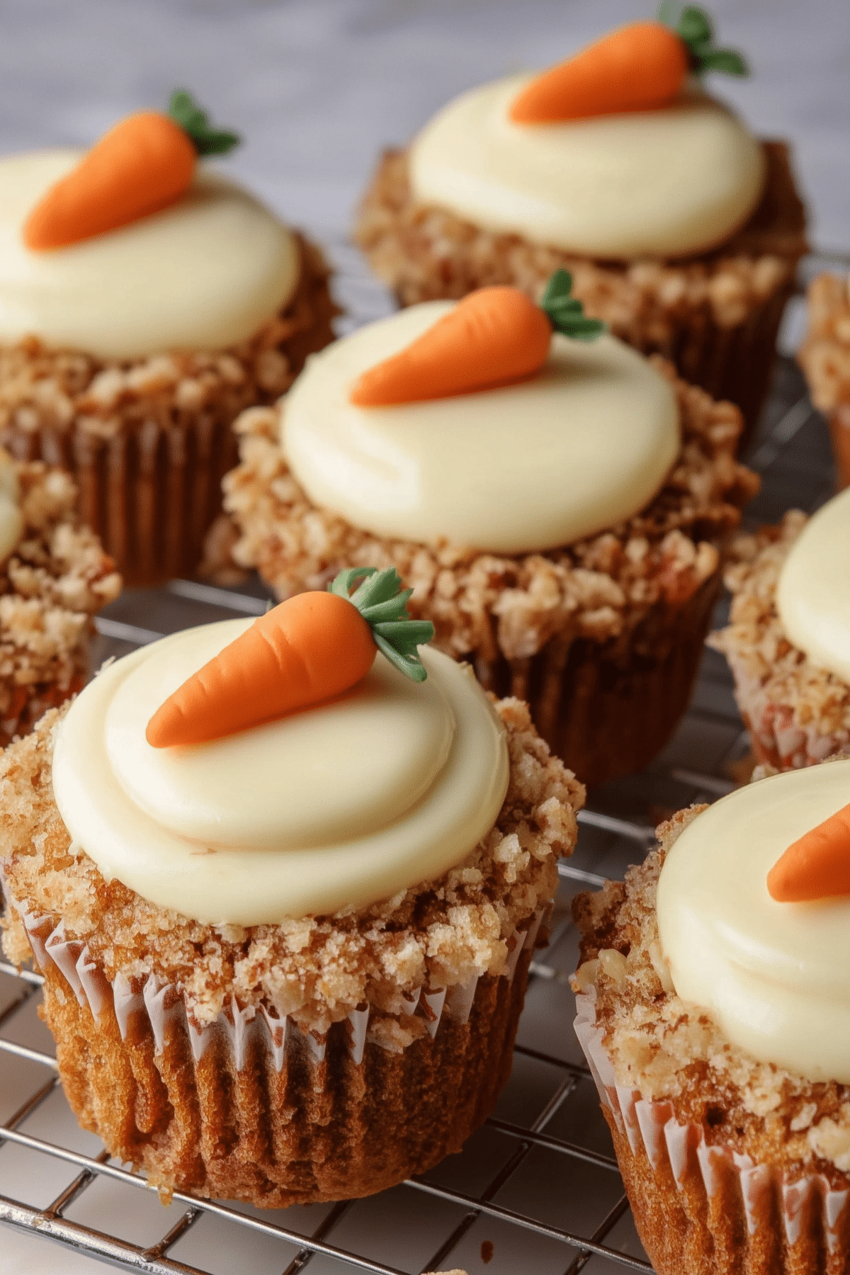 Carrot cake cupcakes with cream cheese frosting