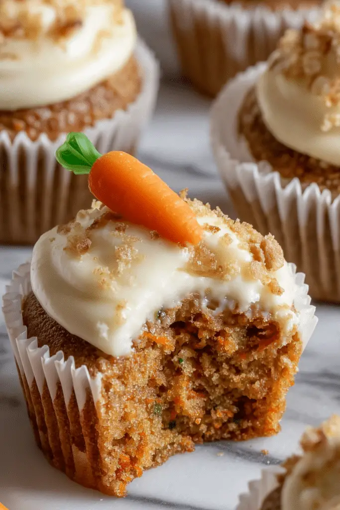 Carrot cake cupcakes with cream cheese frosting