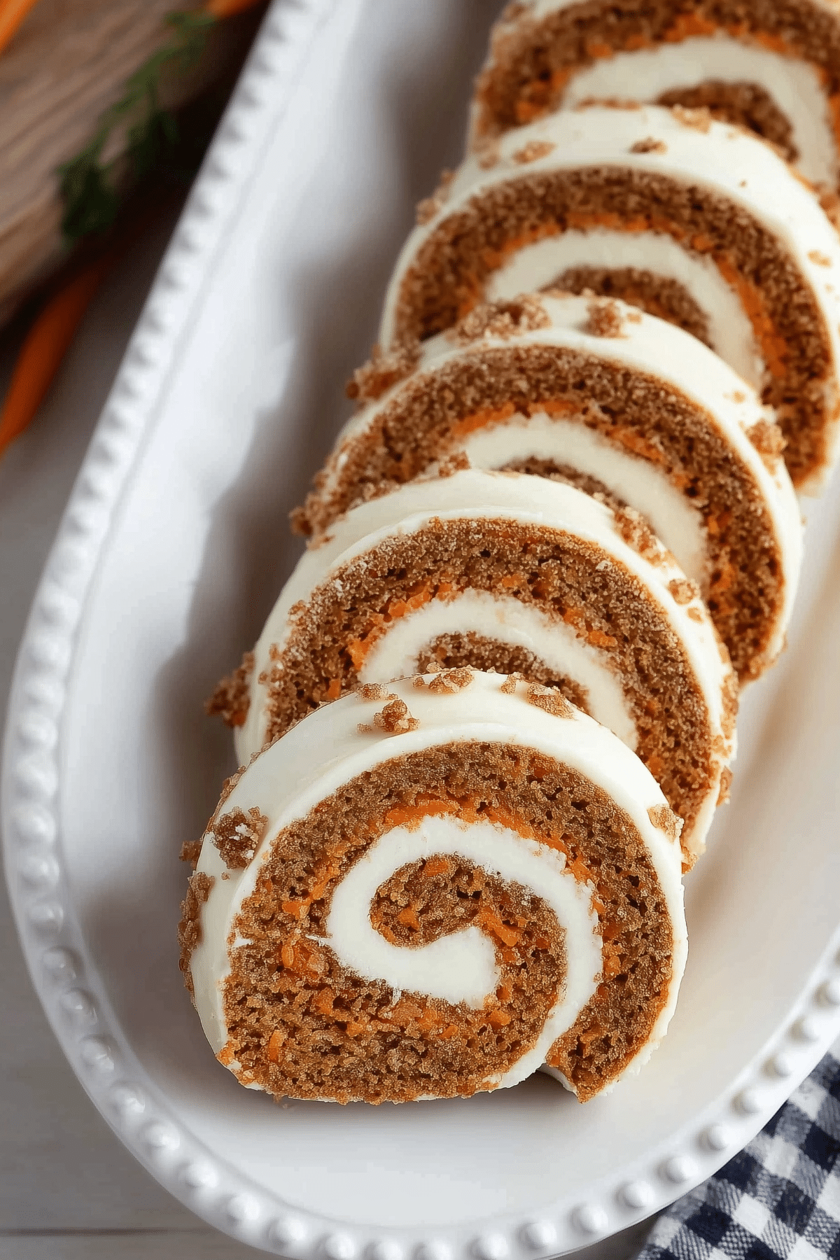 carrot cake roll with cream cheese frosting