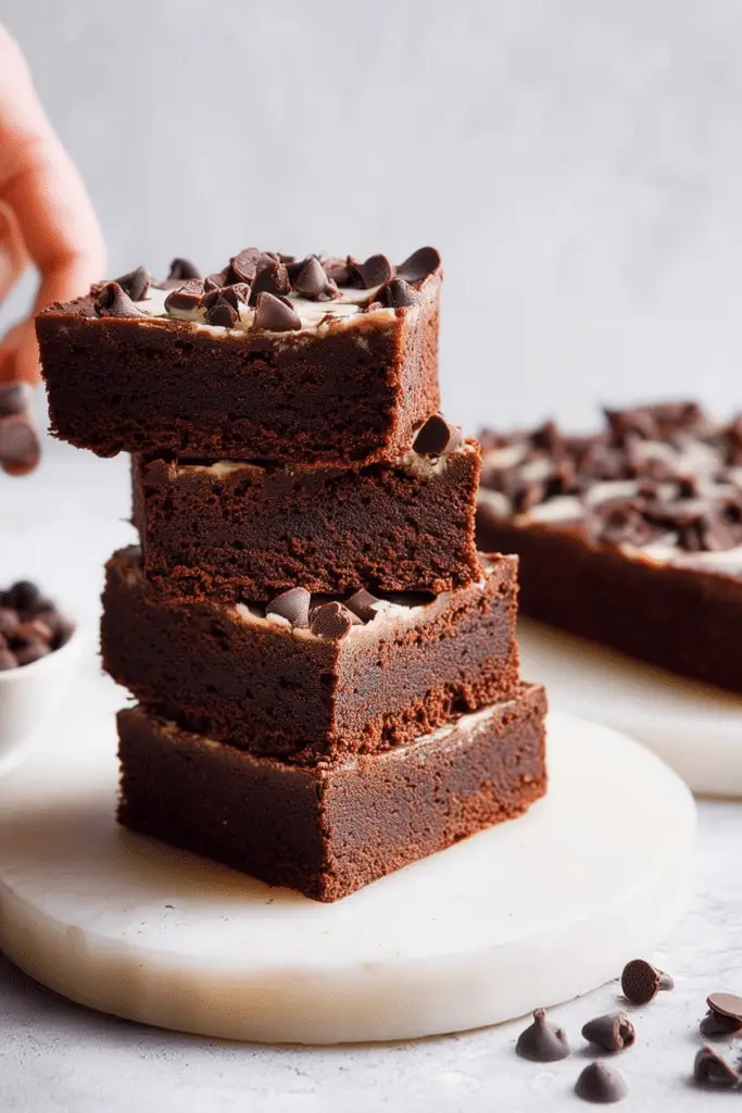 Cottage Cheese Brownies served in a plate, a healthy dessert with protein