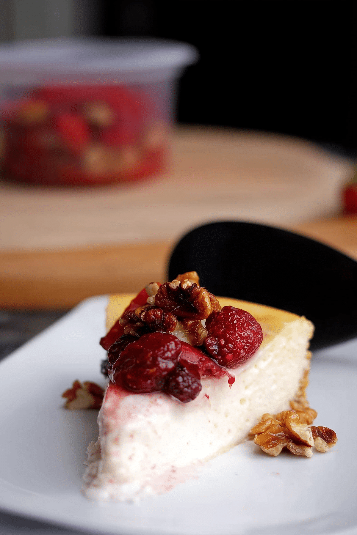 Cottage Cheese Cheesecake with a creamy filling and graham cracker crust
