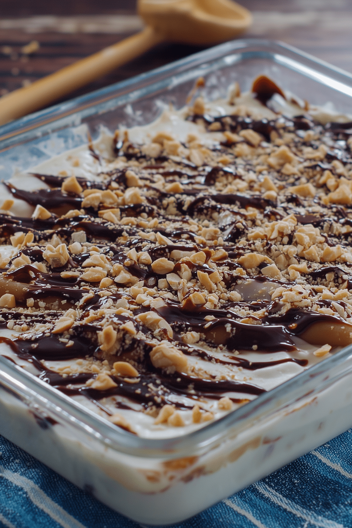 Drumstick Dessert - no-bake treat with chocolate, peanuts, and a crunchy base