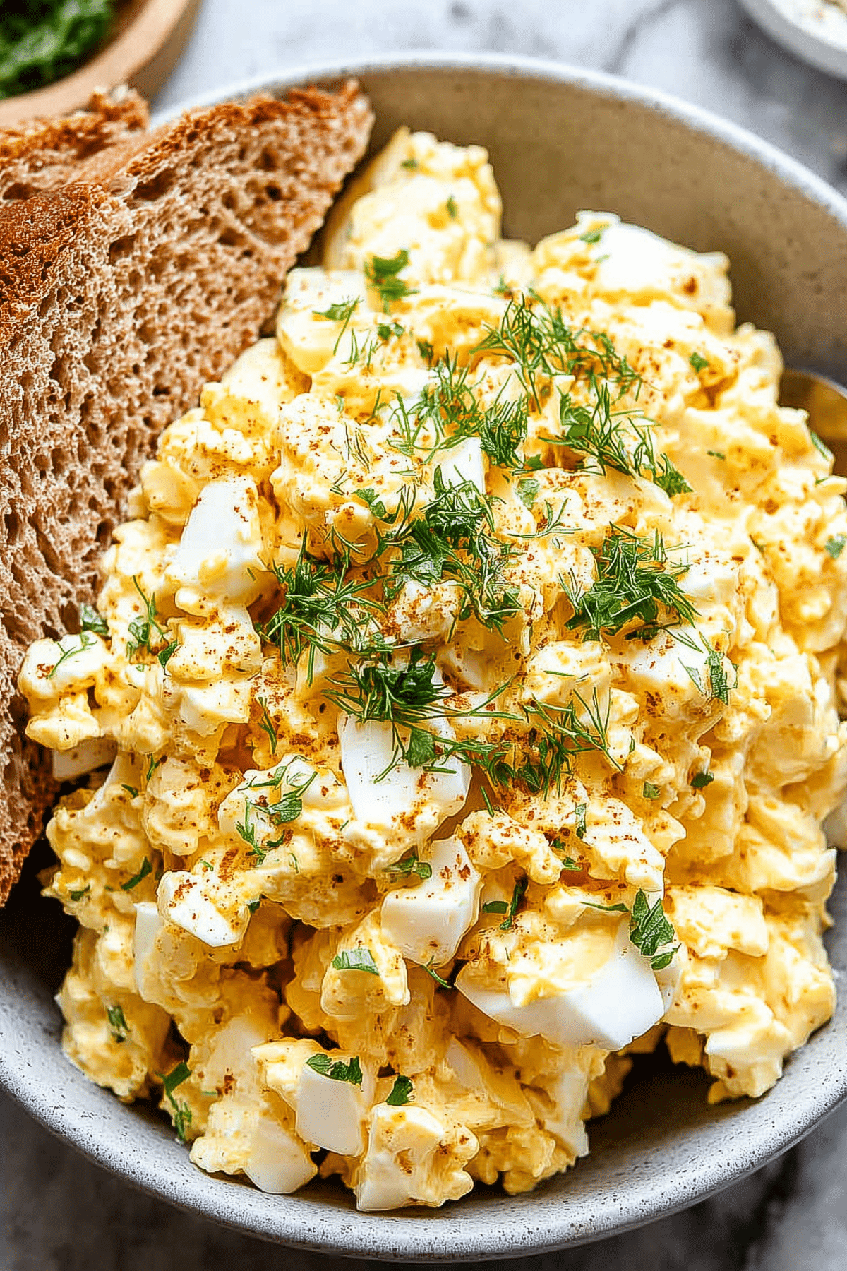 Egg salad recipe with creamy mayonnaise and Dijon mustard