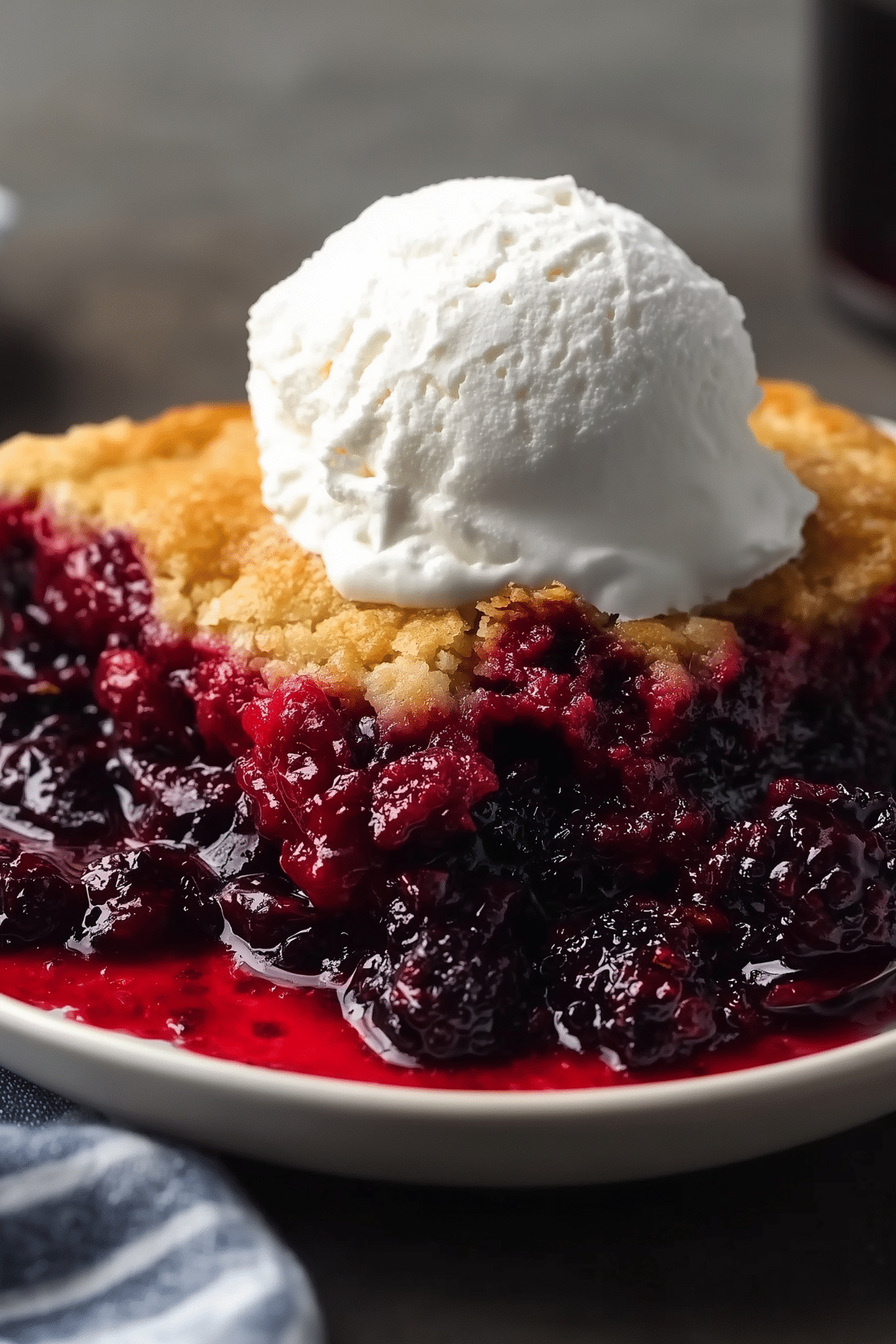 Juicy mulberry cobbler fresh from the oven, a perfect summer dessert