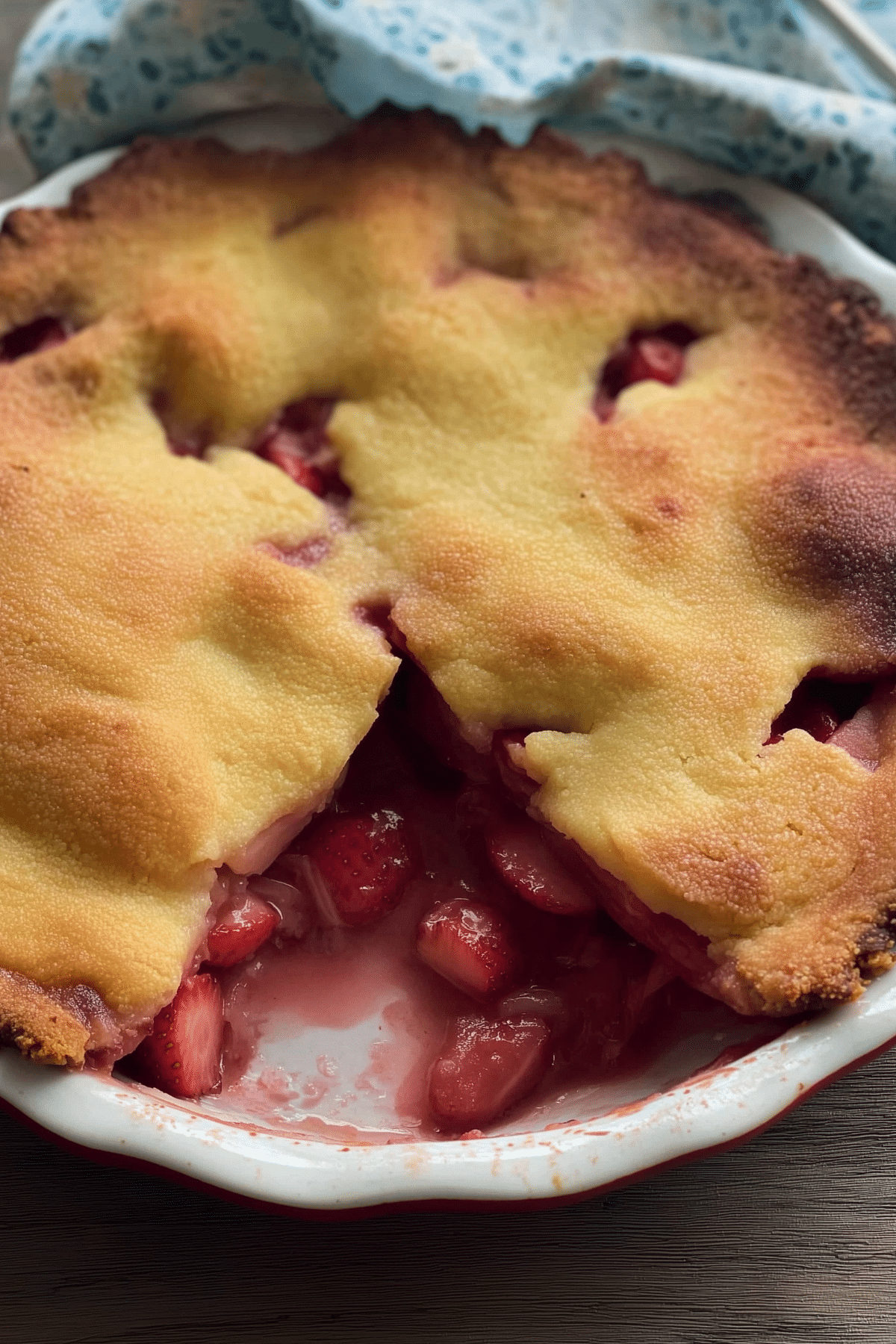 Keto Strawberry Rhubarb Pie with fresh strawberries and rhubarb in a low-carb crust