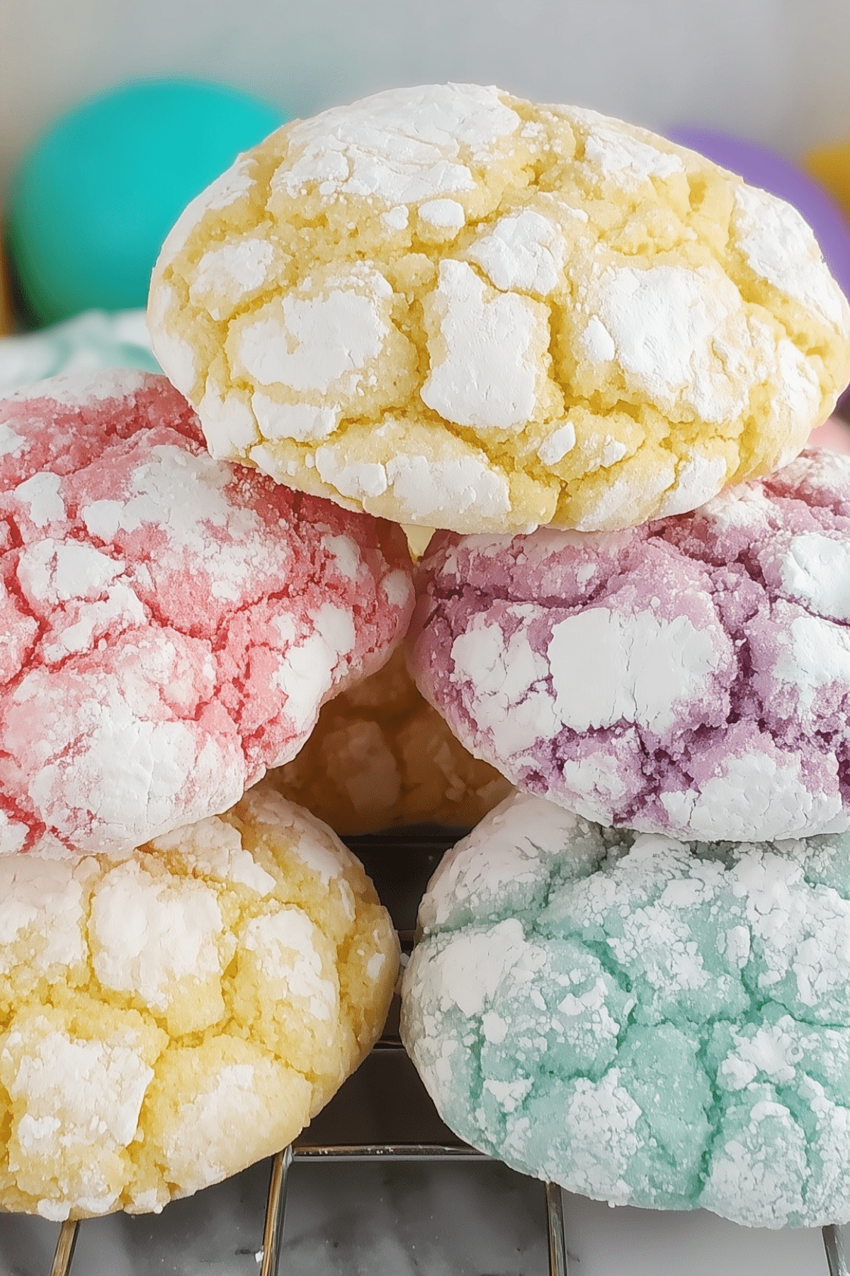 Soft and chewy Lemon Crinkle Cookies with powdered sugar coating