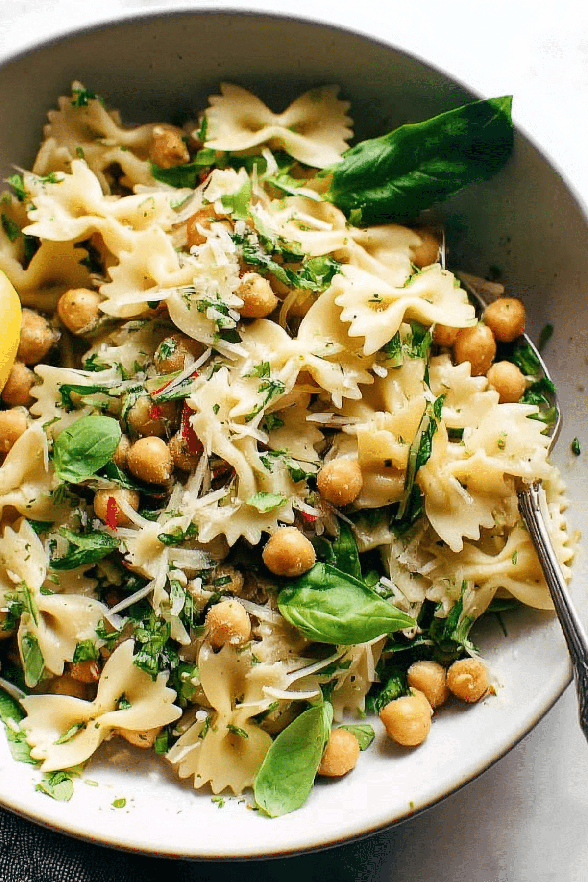 Lemon Herb Pasta Salad with Marinated Chickpeas