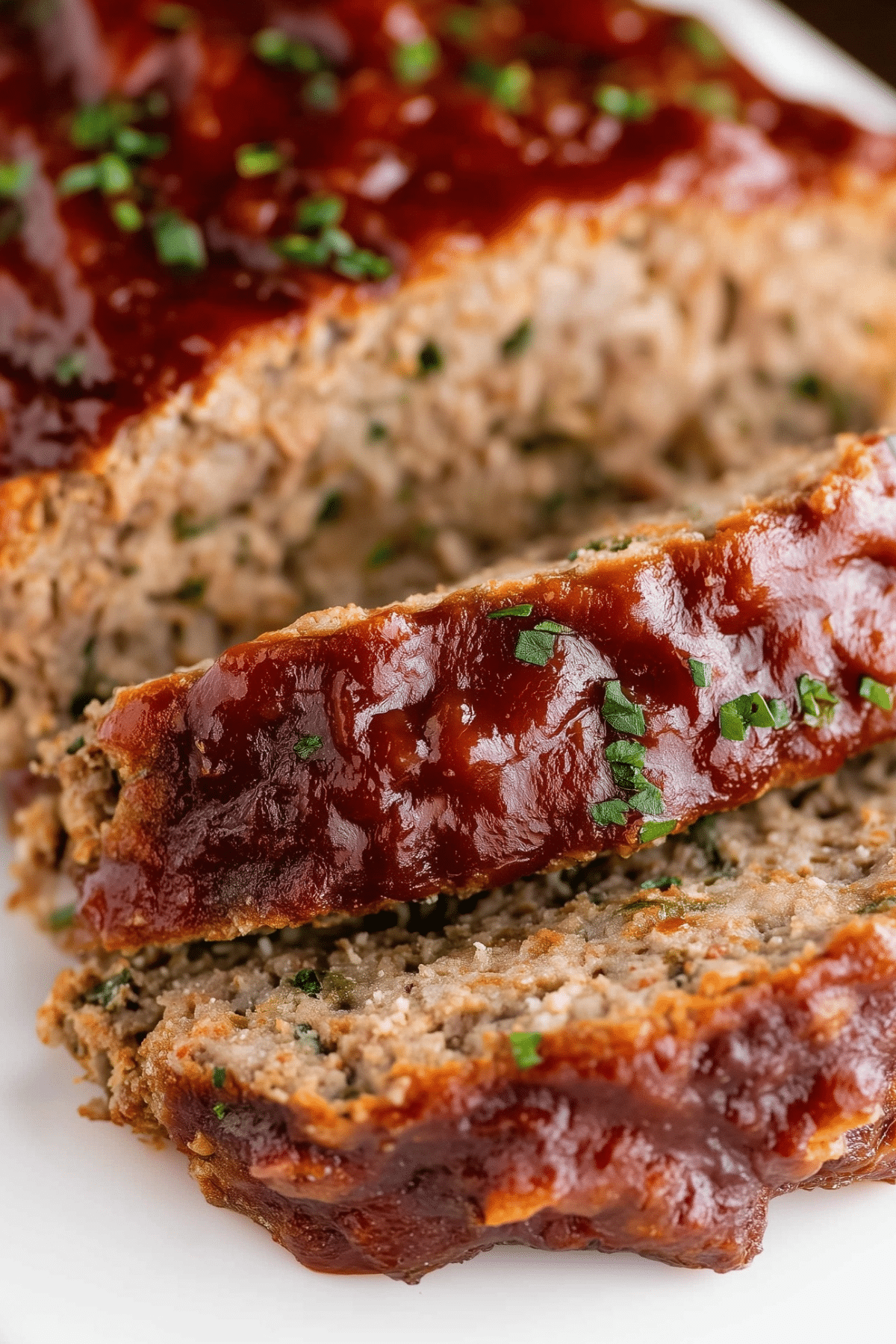 Juicy homemade meatloaf recipe with rich glaze sliced and served