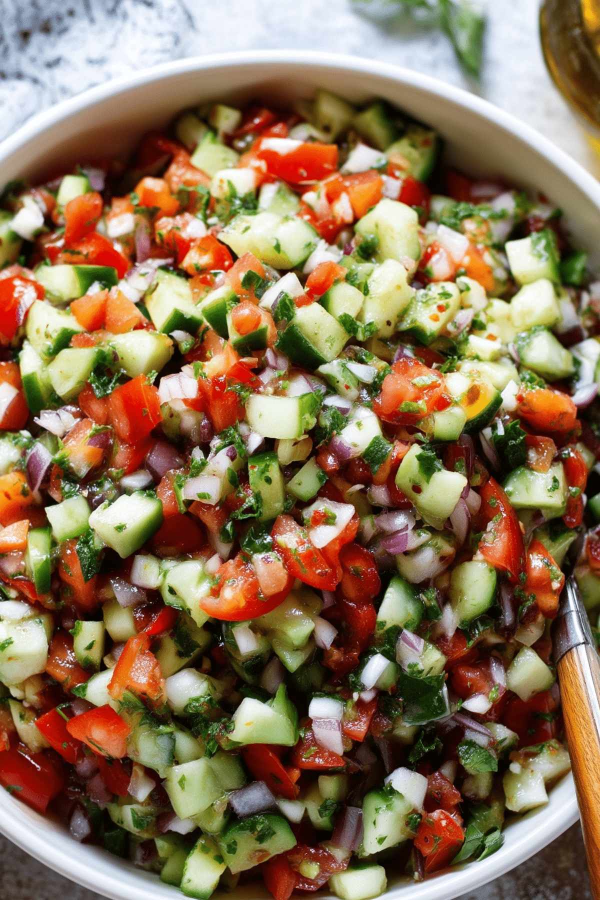 Fresh Mediterranean Salad with feta, olives, and vegetables