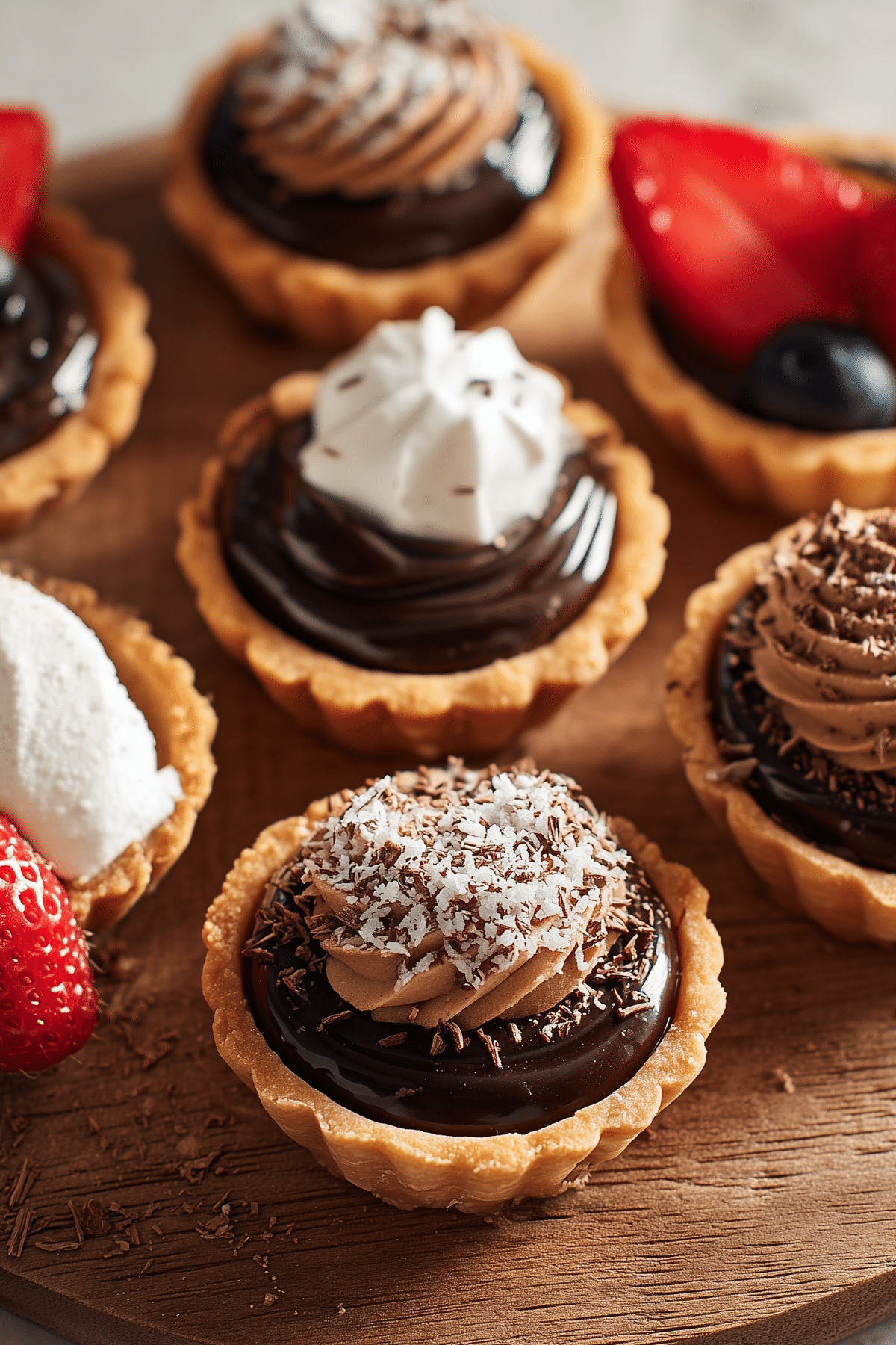 Mini Chocolate Tarts recipe with silky ganache and crumbly crust