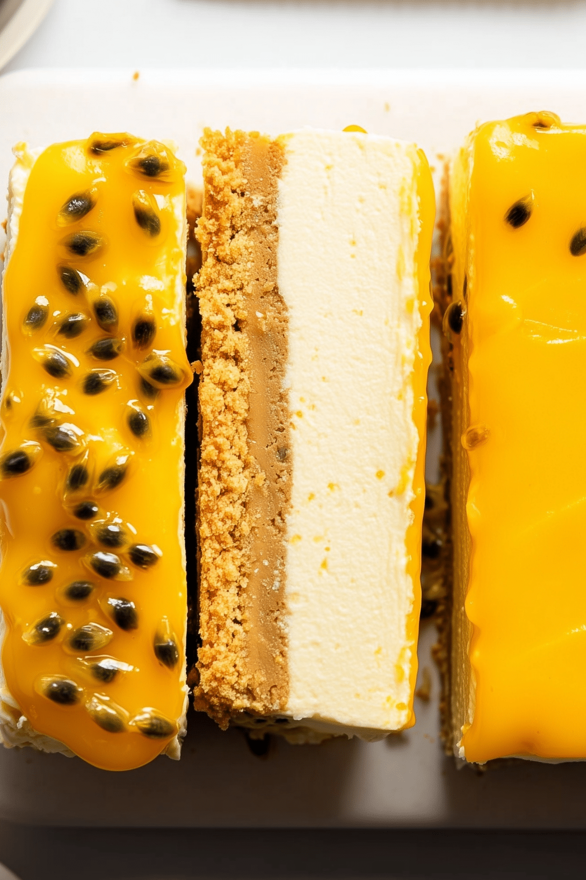 No Bake Passion Fruit Cheesecake with tropical flavors