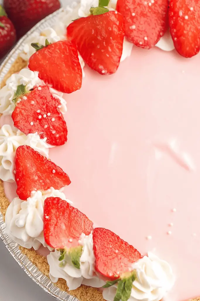 No Bake Strawberry Pie with fresh strawberries on top