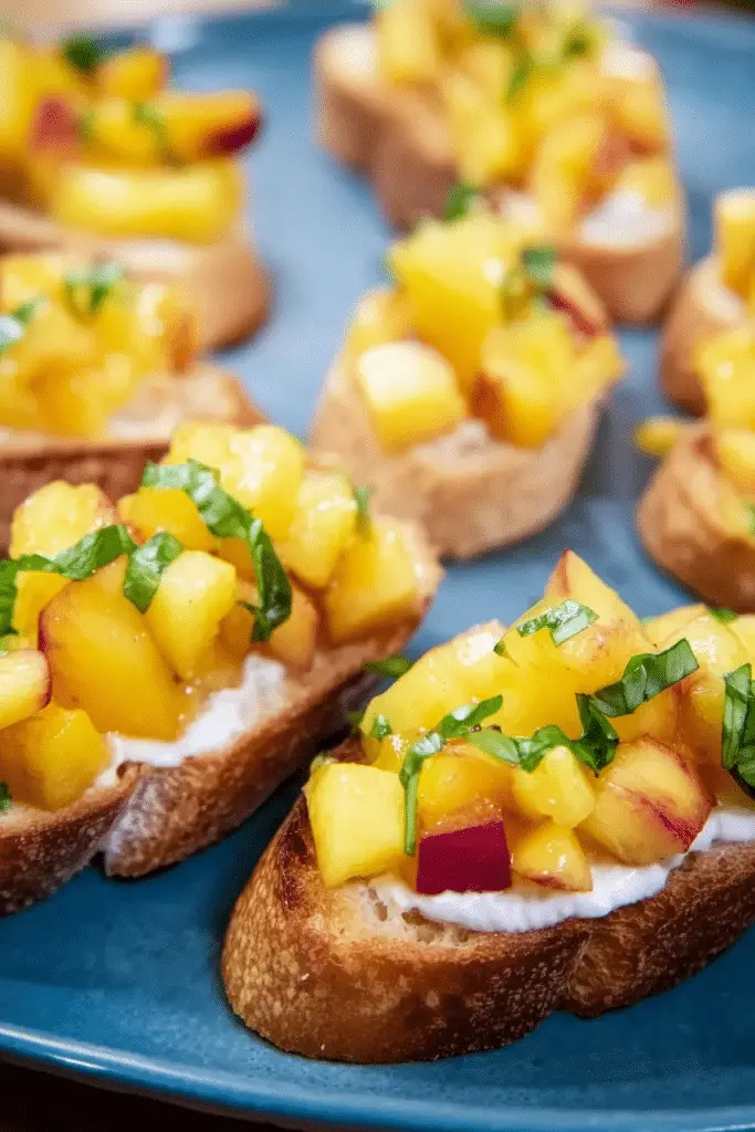 Peach Bruschetta – Easy Summer Appetizer - Mucha Munch