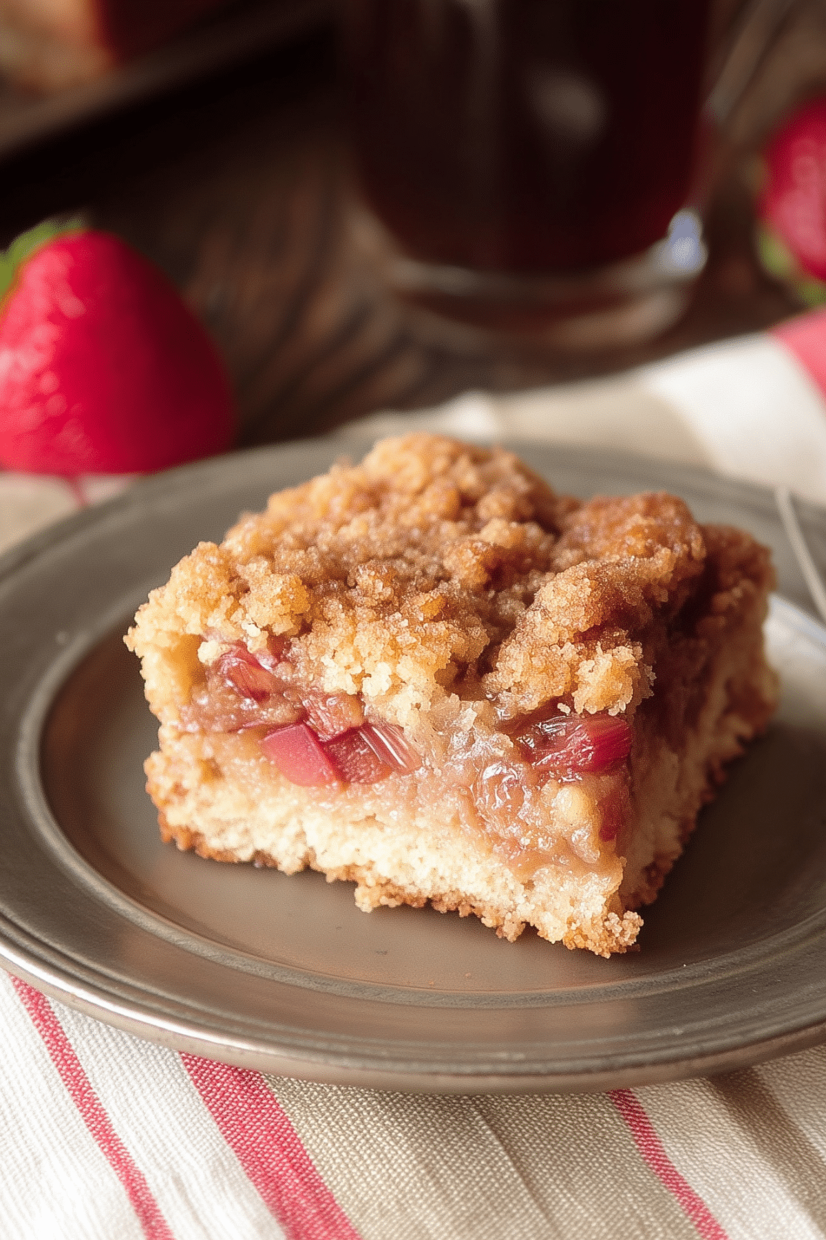 Rhubarb Coffee Cake with streusel topping