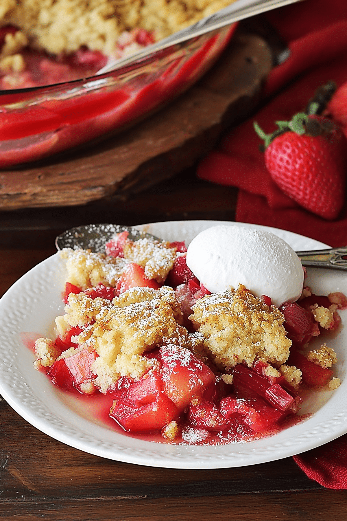 Rhubarb Dump Cake recipe with tangy rhubarb and crumbly topping