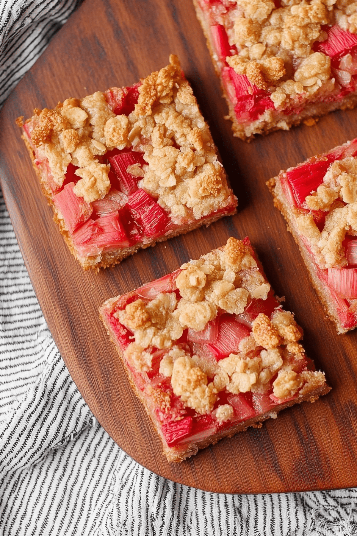 Rhubarb Oat Bars with buttery oat crust and tangy filling"