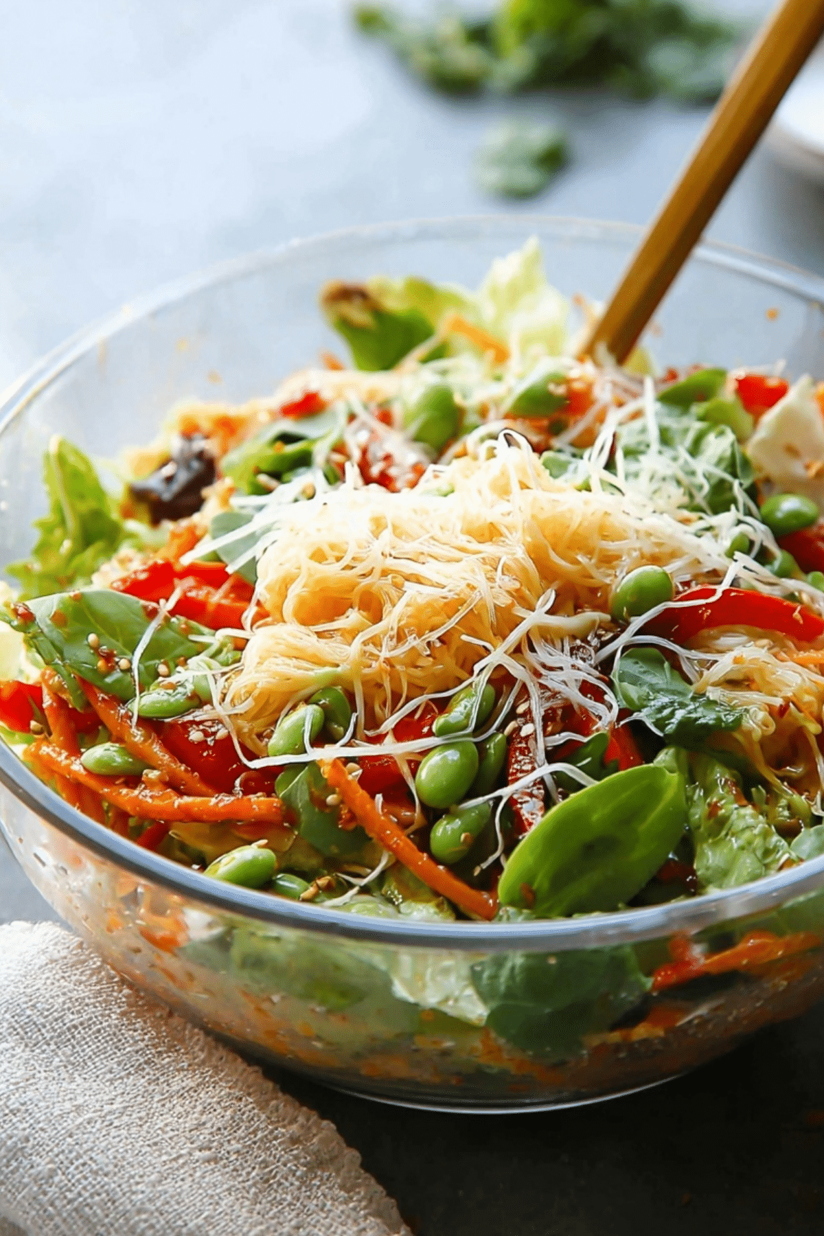 Spring Roll Salad with Spicy Ginger Dressing