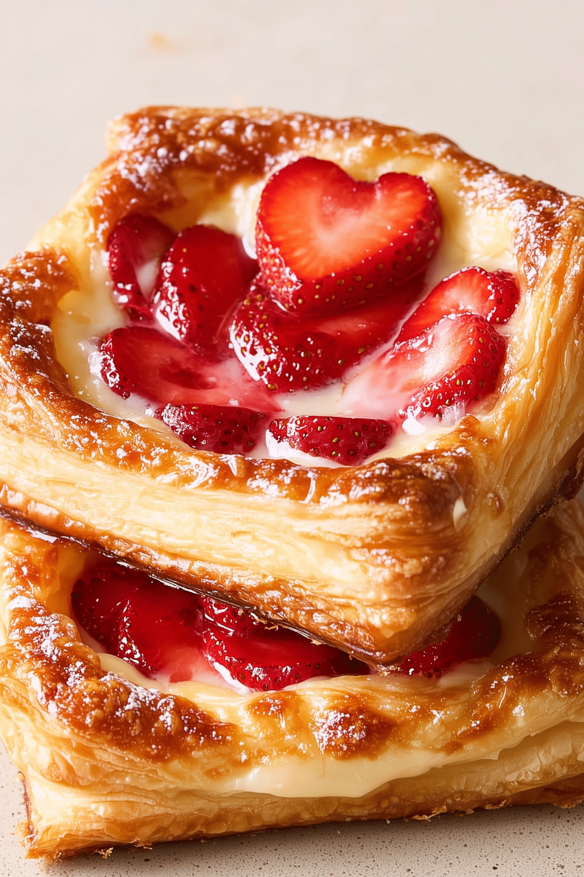 Delicious Strawberry Danish made with puff pastry and fresh strawberries"