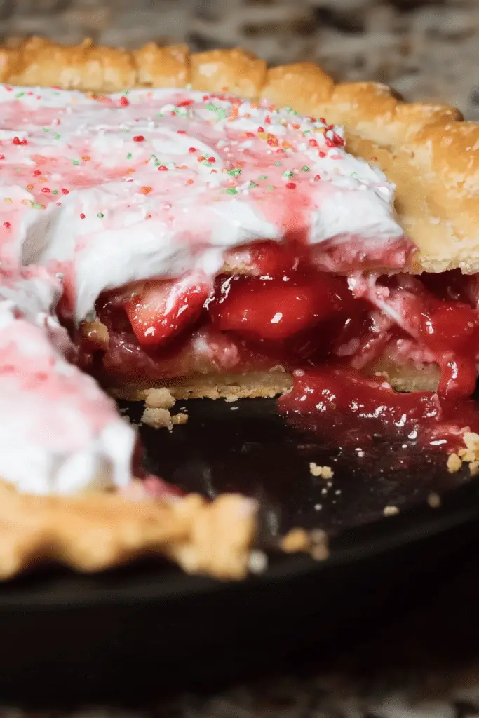 Strawberry Pop Tart Pie with flaky crust and colorful sprinkles