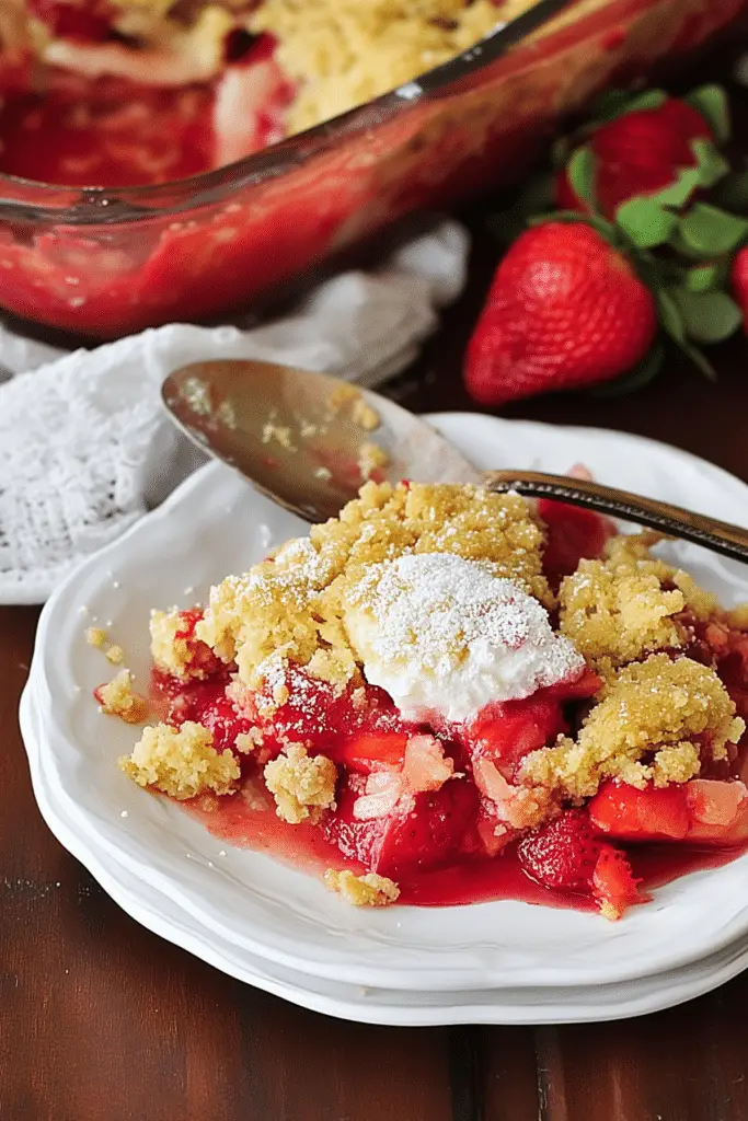 Strawberry Rhubarb Dump Cake – easy and delicious dessert recipe