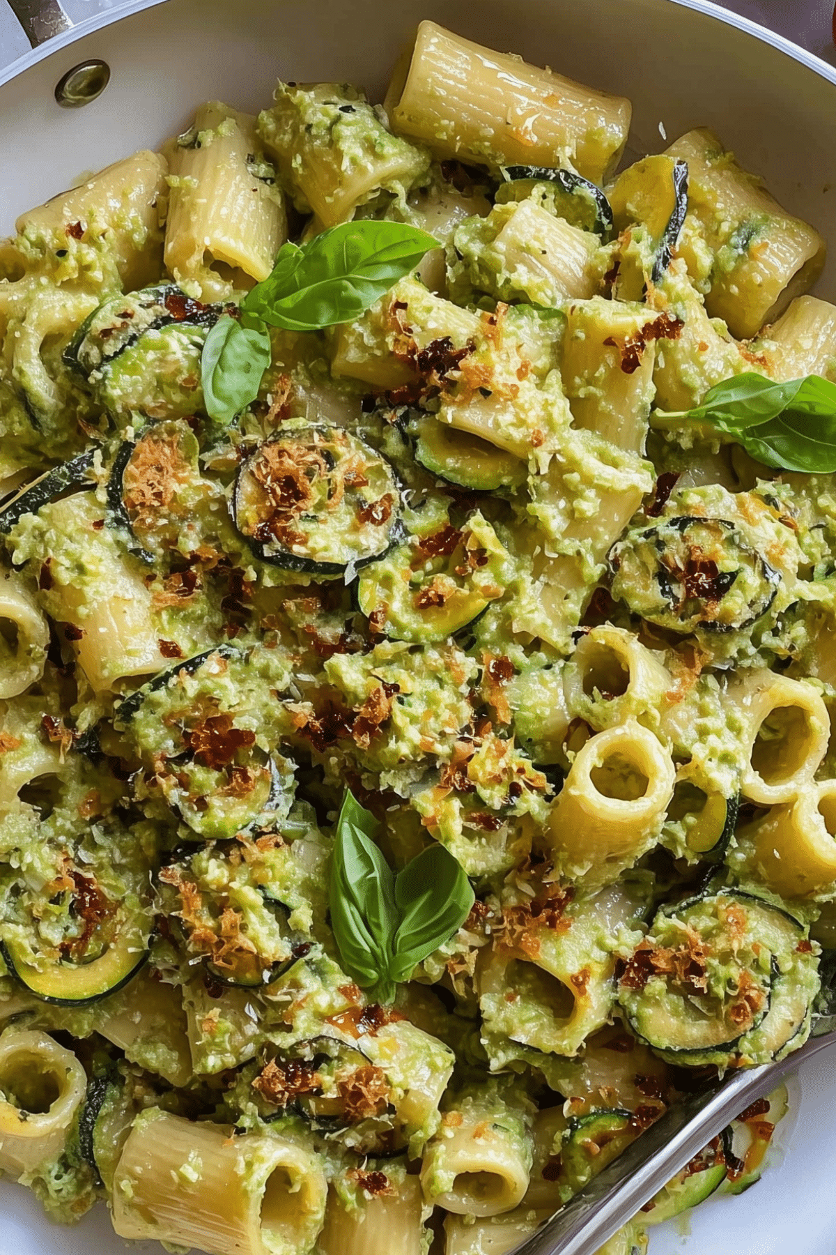 Zucchini pasta with creamy sauce