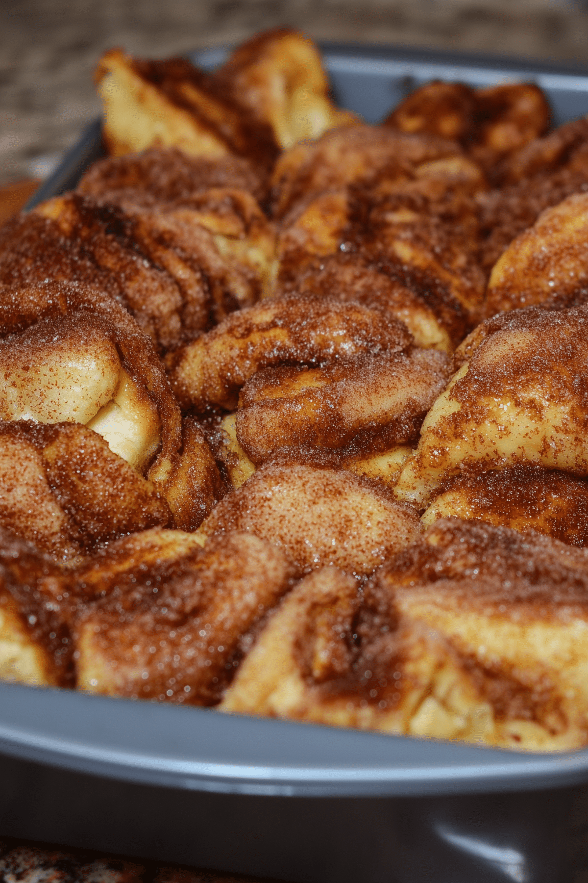 Cinnamon Sugar Pull Apart Loaf fresh from the oven with buttery cinnamon sugar layers