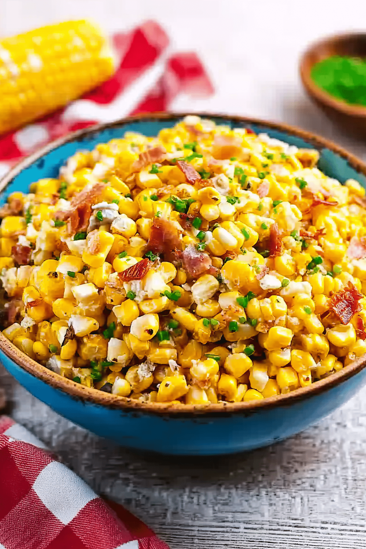 Creamy Crack Corn Salad with bacon cheddar cheese and ranch dressing