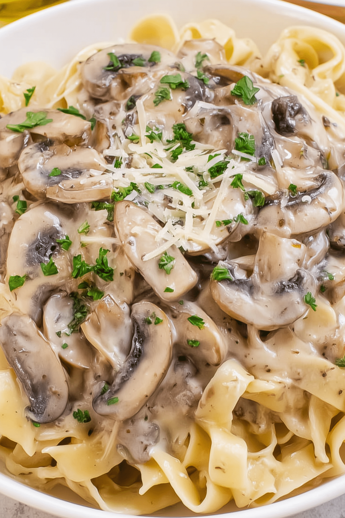 Mushroom Alfredo creamy pasta with sautéed mushrooms
