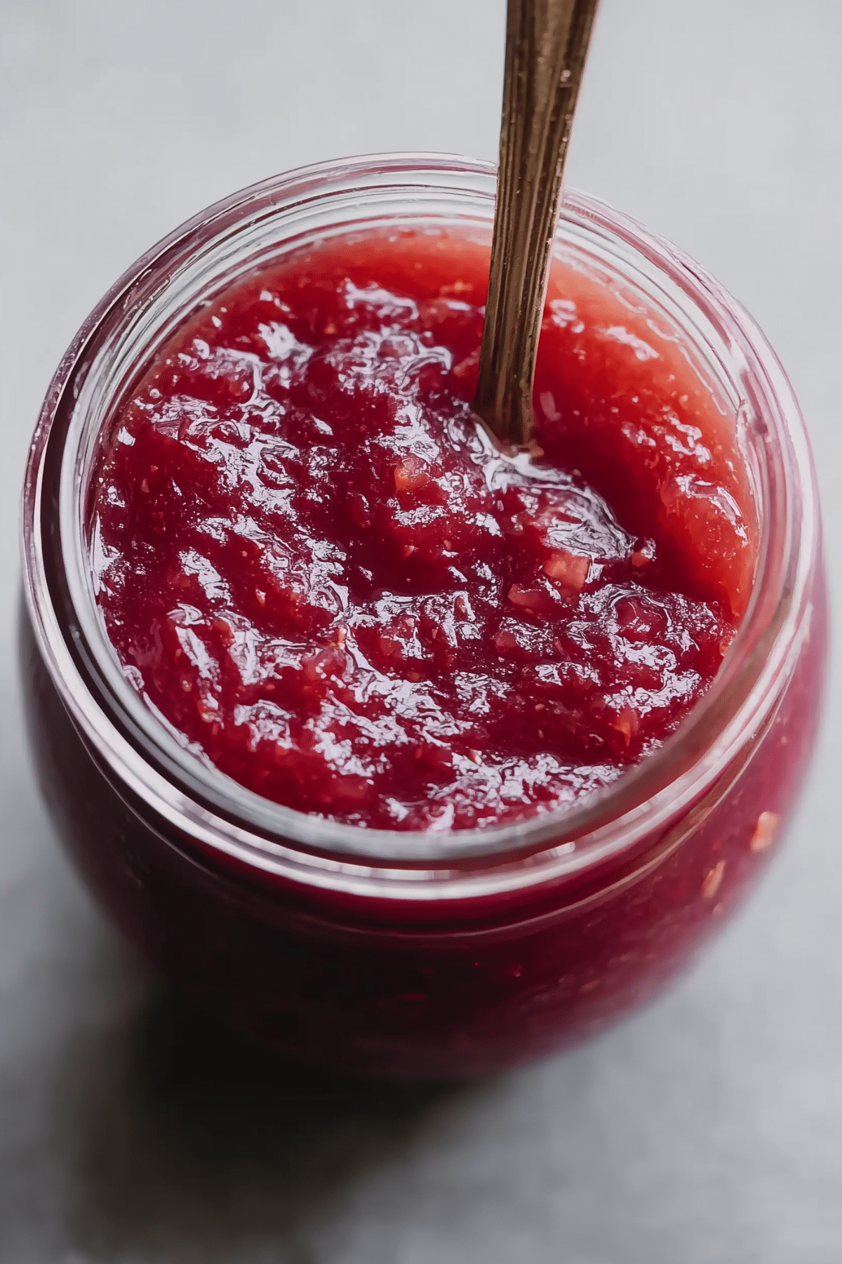 Homemade rhubarb and vanilla jam in a jar