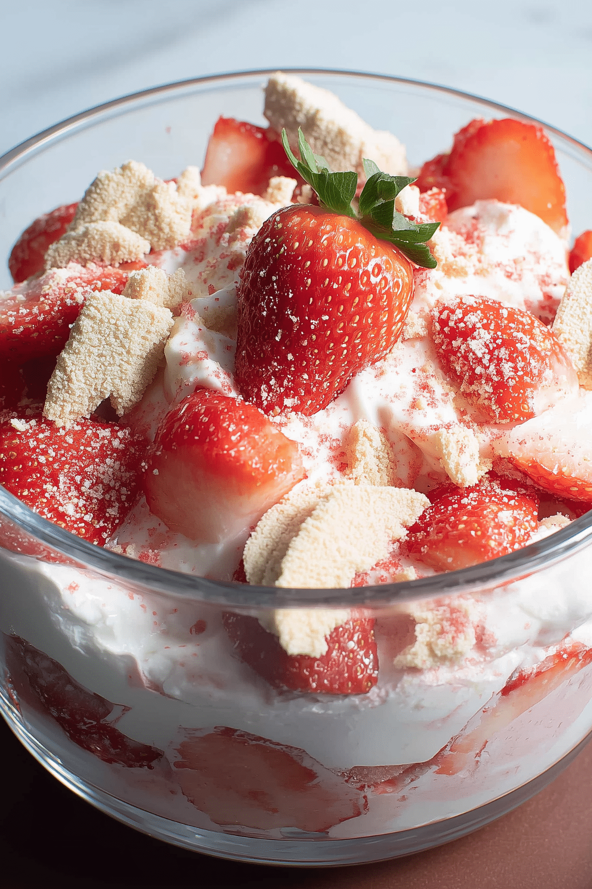 Strawberry Shortcake Fruit Salad with fresh strawberries and cake