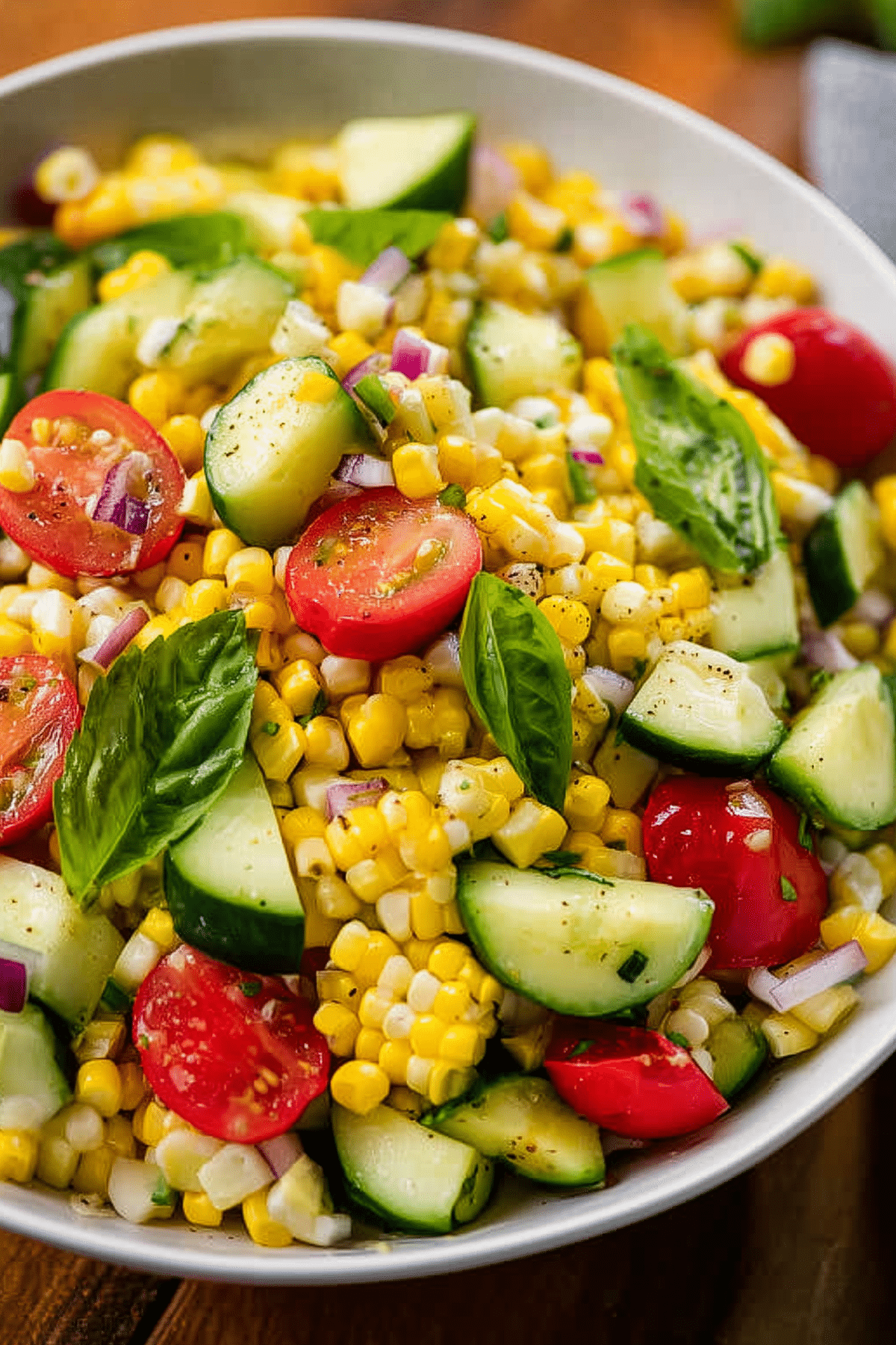 Summer Fresh Corn Salad with corn, avocado, and fresh herbs